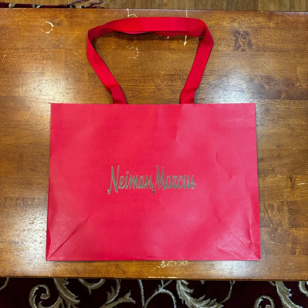 Neiman Marcus Red Paper Shopping *Empty Bag* Authentic 16" x 12" x 6"